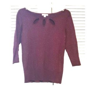 3/4 Sleeve Metallic Maroon Sweater